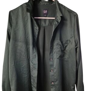 GAP Women's Dark Green Button-Up Shirt